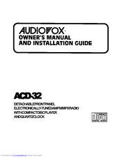 Audiovox ACD-32 Owner's Manual And Installation Manual