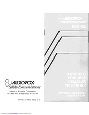 Audiovox MVX-430 Owner Operating Instructions