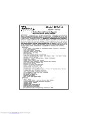 Audiovox Prestige Platinum APS-510 Owner's Manual