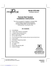 Prestige Prestige APS-900 Installation Instructions Manual