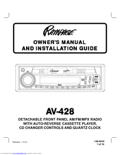 Audiovox 1286634 Owner's Manual And Installation Manual