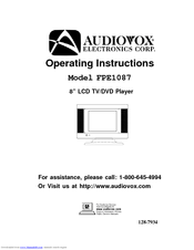 Audiovox FPE1087 Operating Instructions Manual