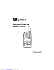 Audiovox FR15382CH Owner's Manual
