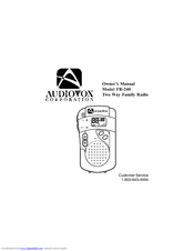 Audiovox FR-240 Owner's Manual