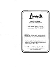 Avanti AVANTI 309YBT Instruction Manual