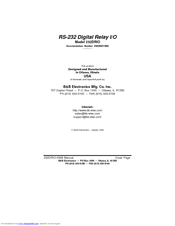 B&B Electronics RS-232 Digital Relay I/O 232DRIO User Manual