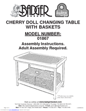 Badger Basket Cherry Doll Changing Table 01867 Assembly Instructions