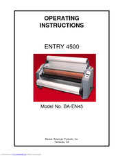 Banner American ENTRY 4500 Operating Instructions Manual