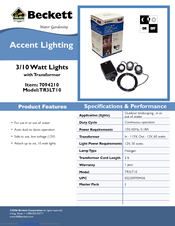 Beckett Accent Lighting TR3LT10 Specifications