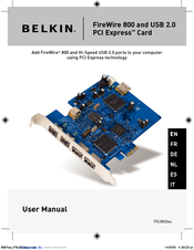 Belkin FireWire 800 and USB 2.0 PCI Express Card F5U602EA User Manual