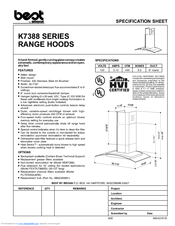 Broan Best K7388 Series Specification Sheet