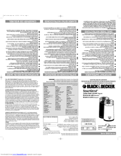 Black & Decker SMARTGRIND CBG5 Series Use And Care Book