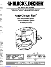 Black & Decker HandyChopper Plus HC3000 Use And Care Book Manual