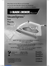 Black & Decker SteamXpress S685 Use And Care Book Manual