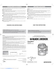 Black & Decker CitrusMate CJ01 Series Use And Care Book