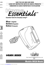 Black & Decker Home Essentials MX20 Use And Care Book Manual