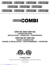 Blodgett CNV14G Installation, Operation And Maintenance Manual