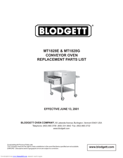Blodgett MT1828G DOUBLE Replacement Parts List Manual