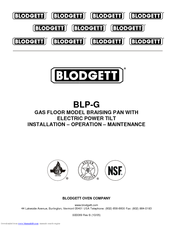 Blodgett BLP-40G Installation, Operation And Maintenance Manual