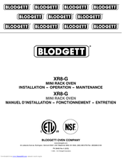 Blodgett XR8-G Installation, Operation And Maintenance Manual