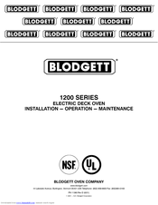 Blodgett 1200 Series Installation, Operation And Maintenance Manual