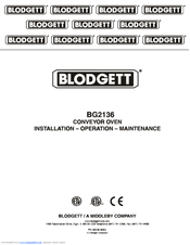 Blodgett BG2136 Double Installation Operating & Maintenance Manual