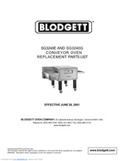 Blodgett SG3240E Replacement Parts List Manual