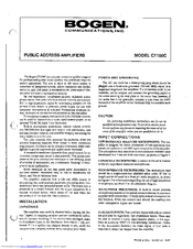 Bogen Amplifier CT100C User Manual