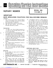 MTD 113-530 A Operating/Service Instructions Manual