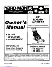 Yard-Man 114-808L401 Owner's Manual