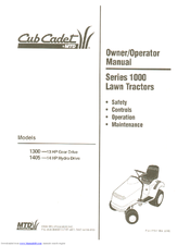 Cub Cadet 1405 Owner's Operation Manual