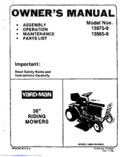 Yard-Man 13885-9 Owner's Manual