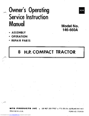 MTD 146-660A Owner's Operating Service Instruction Manual