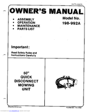 MTD 198-992A Owner's Manual