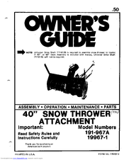 MTD 191-967 A Owner's Manual