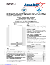 Bosch AquaStar 125HX NG Installation And Operating Instructions Manual