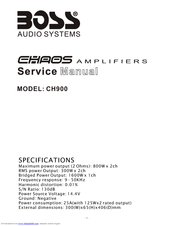 Boss Audio Systems Chaos CH900 Service Manual