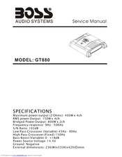 Boss Audio Systems Riot GT880 Service Manual