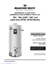 Bradford White M2XR65T Series Replacement Parts List Manual