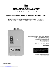 Bradford White Everhot IGI-180R10 Parts List
