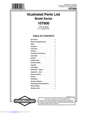 Briggs & Stratton 10T600 Series Illustrated Parts List