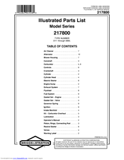 Briggs & Stratton 217800 Series Illustrated Parts List