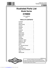 Briggs & Stratton 31N800 Series Illustrated Parts List