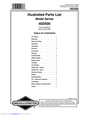 Briggs & Stratton 402500 Series Illustrated Parts List