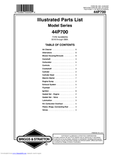 Briggs & Stratton 44P700 Series Illustrated Parts List