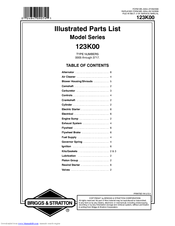 Briggs & Stratton 123K00 0269 Illustrated Parts List