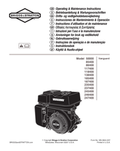 Briggs & Stratton Vanguard 187400 Operating & Maintenance Instructions