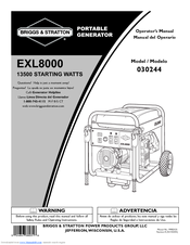 Briggs & Stratton EXL8000 030244-02 Operator's Manual