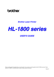 Brother 1870N - HL B/W Laser Printer User Manual