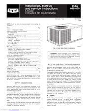 Bryant 564A042 Installation, Start-Up And Service Instructions Manual